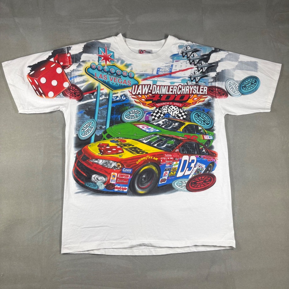 Vintage Chase Authentics NASCAR Las Vegas 400 All Over Print T-Shirt XL White